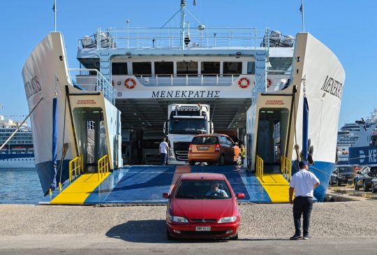 Corfu,,Greece,-,June,2022:,Vehicles,Being,Loaded,Onto,A